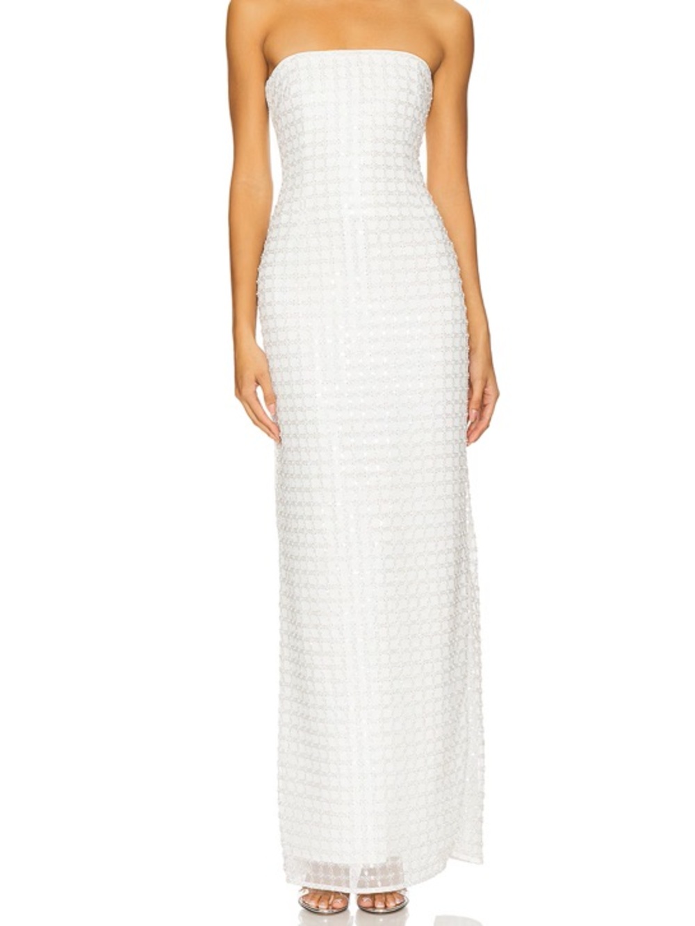 Jonathan Simkhai White Strapless Textured Column Gown
